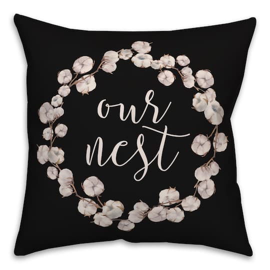 Our Nest Cotton Wreath Throw Pillow